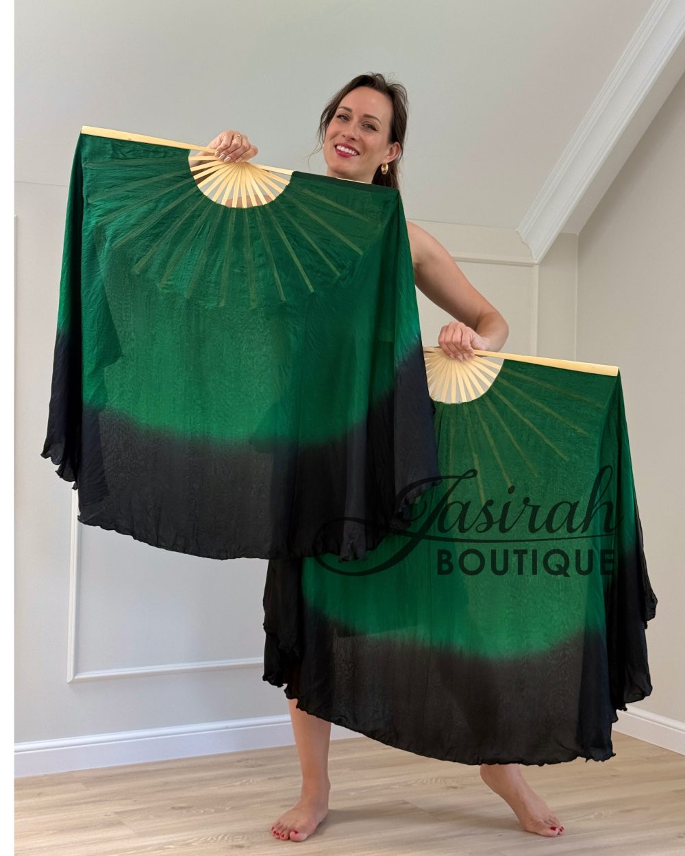HUGE SEMI CIRCLE SILK FAN VEILS – ENCHANTED FOREST