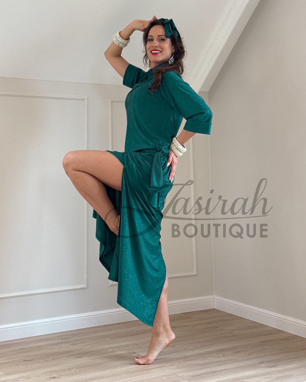 “FIFI” DRESS – EMERALD GLITTER