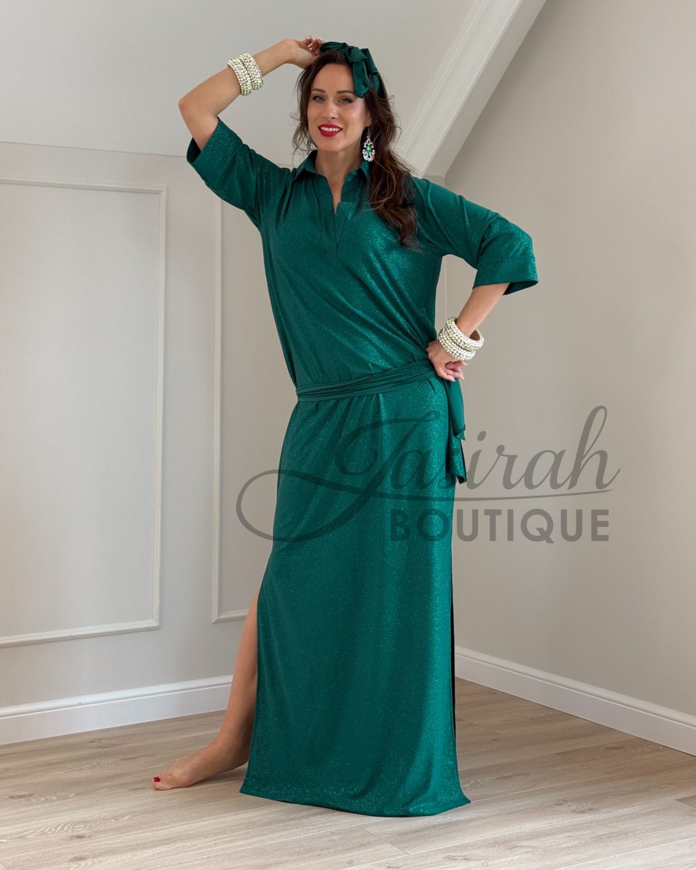 “FIFI” DRESS – EMERALD GLITTER