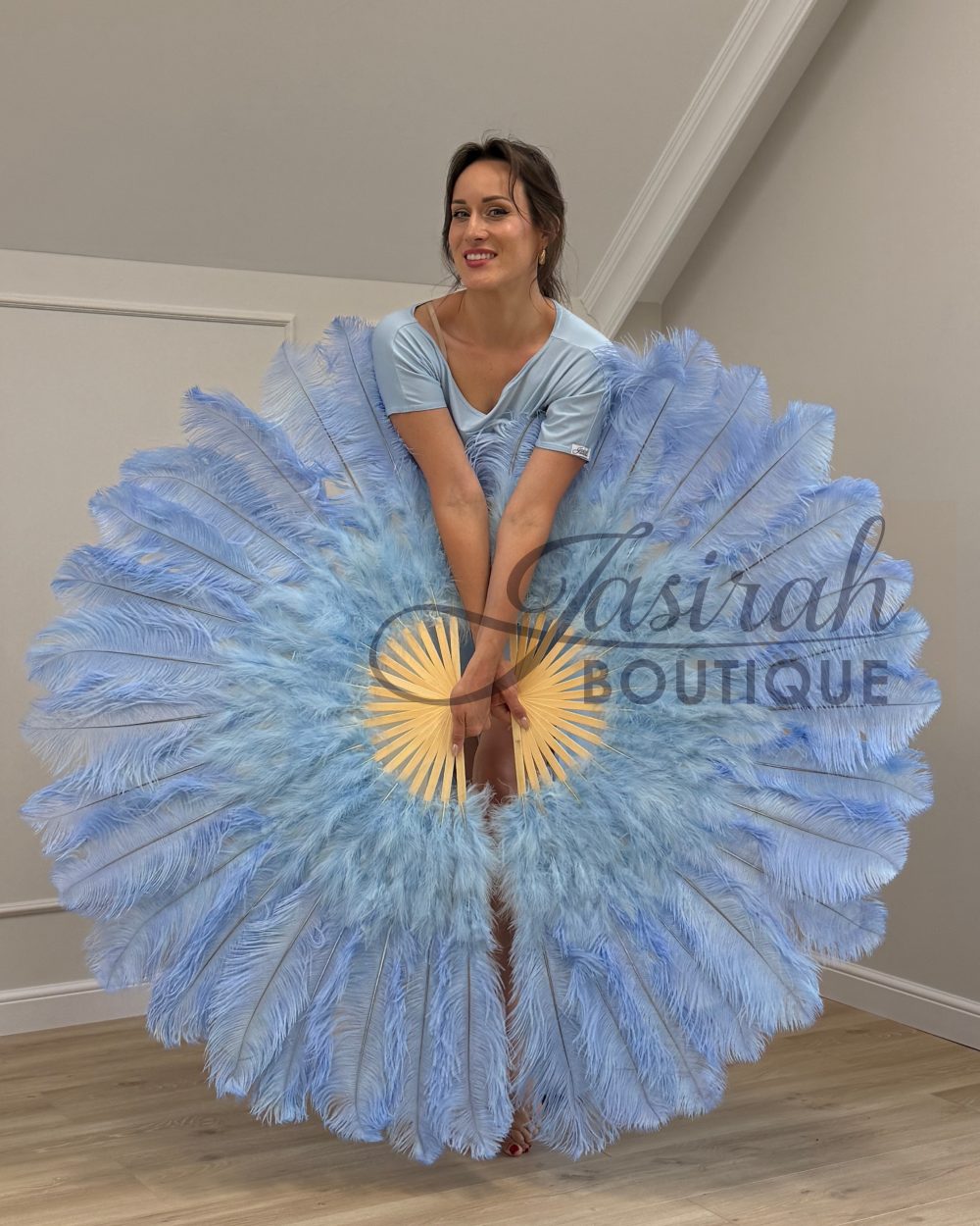 GIANT FEATHER FANS – VINTAGE BLUE