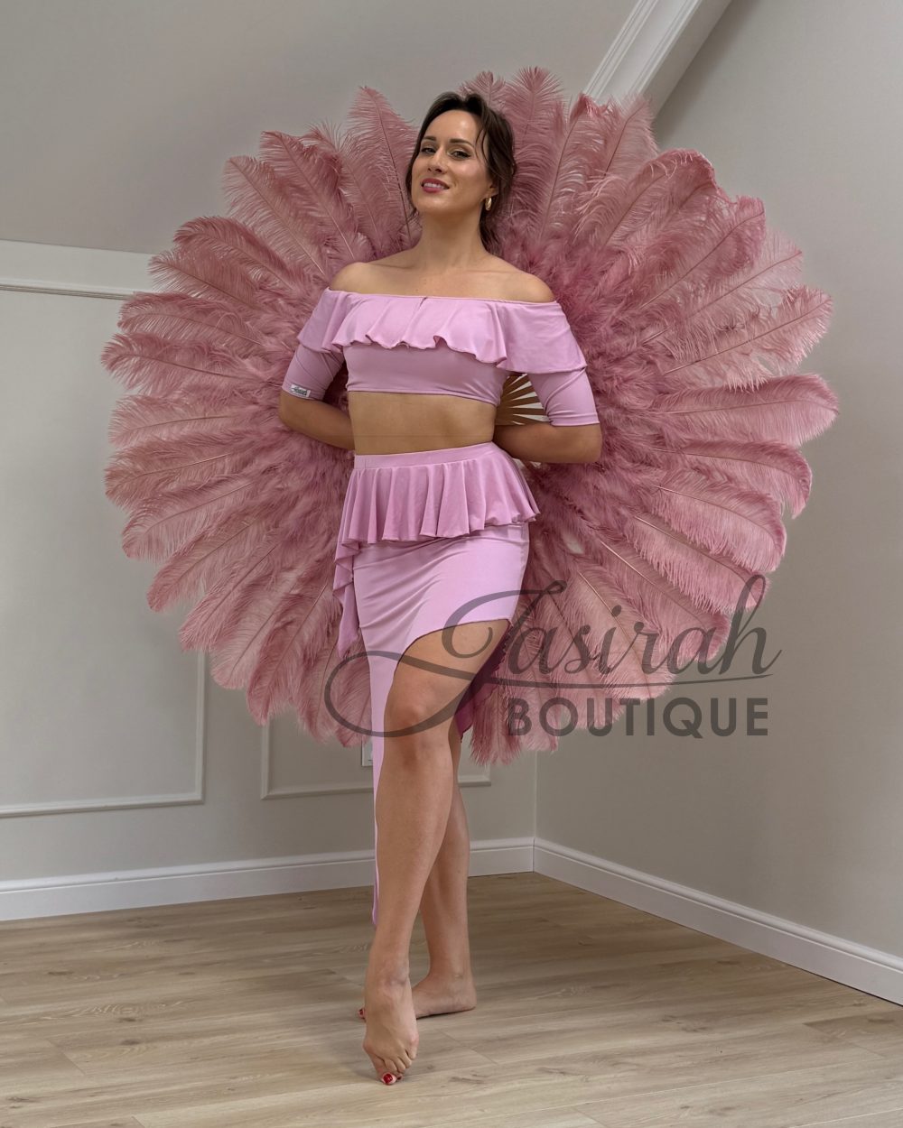 GIANT FEATHER FANS – POWDER PINK